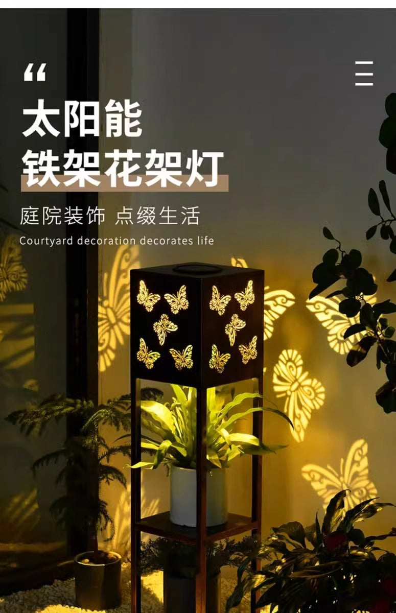 Solar flower stand light, courtyard garden balcony decorative light, waterproof potted plant floor light, flower stand decorative light