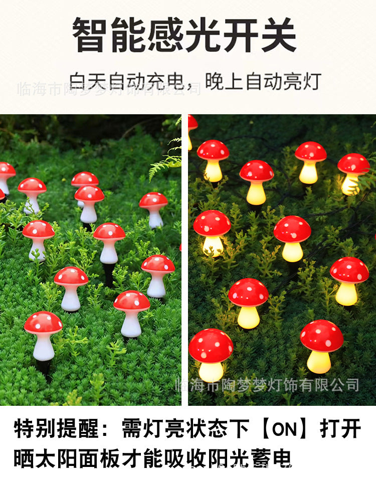 Solar-powered glowing mushroom lamp for outdoor use in courtyards, gardens, parks, scenic areas, and lawns