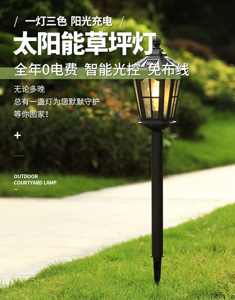 Solar-powered lawn lights, outdoor waterproof garden lights, outdoor ground-mounted pathway lawn lights, ground-mounted garden lights
