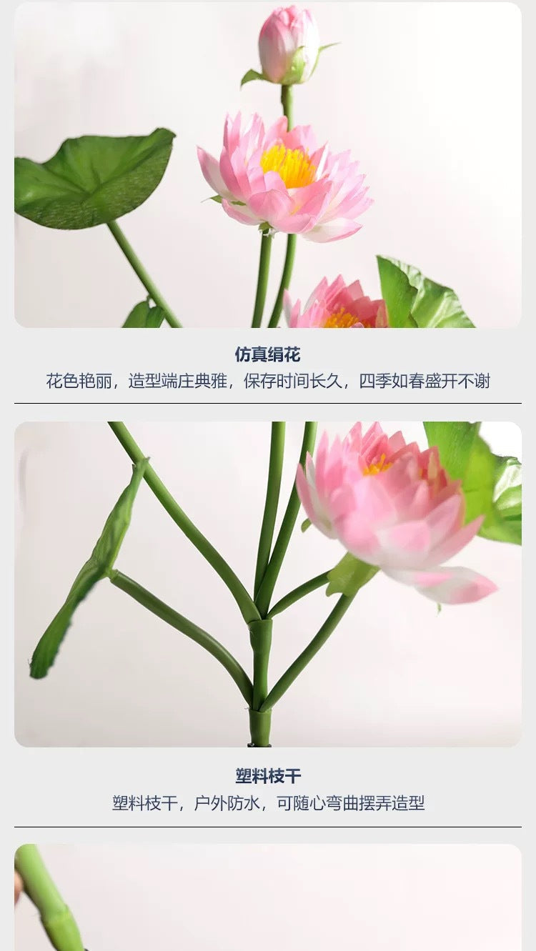 LED solar outdoor waterproof lawn light, simulated three-headed lotus ground light, garden courtyard sensor landscape light