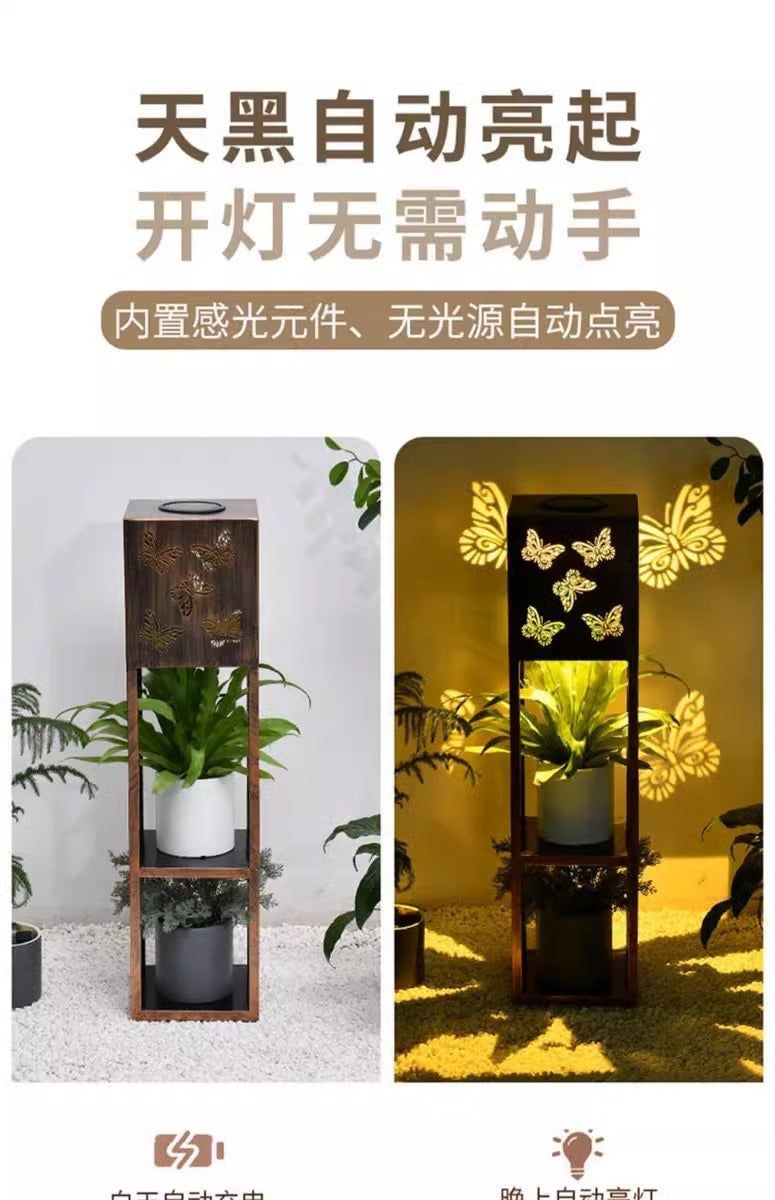 Solar flower stand light, courtyard garden balcony decorative light, waterproof potted plant floor light, flower stand decorative light