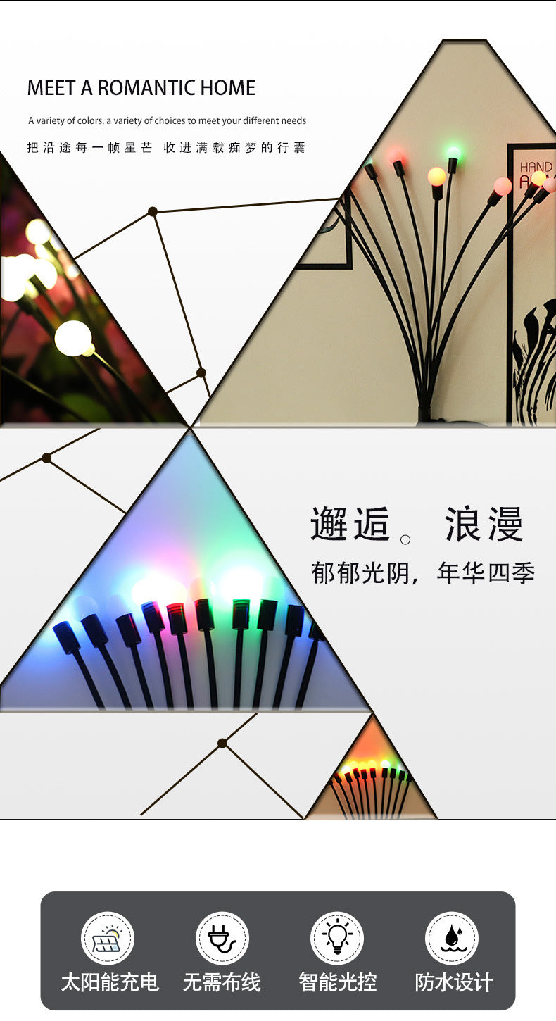 Outdoor solar string lights RGB flickering lawn lights courtyard park LED firefly lights ground lights colorful lights string lights