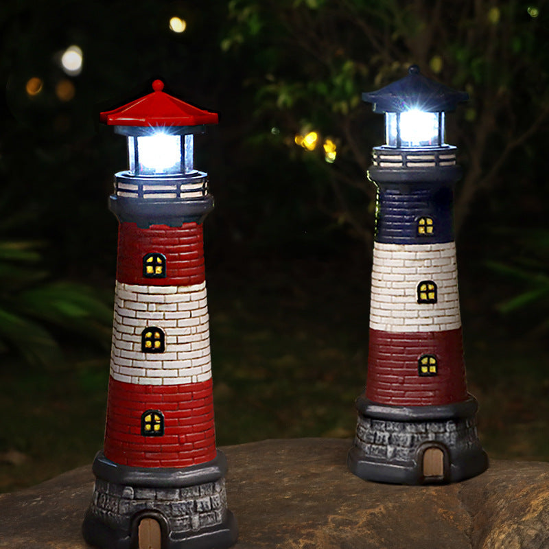 European and American style outdoor garden waterproof solar resin lighthouse ornament courtyard light landscape light floodlight spotlight