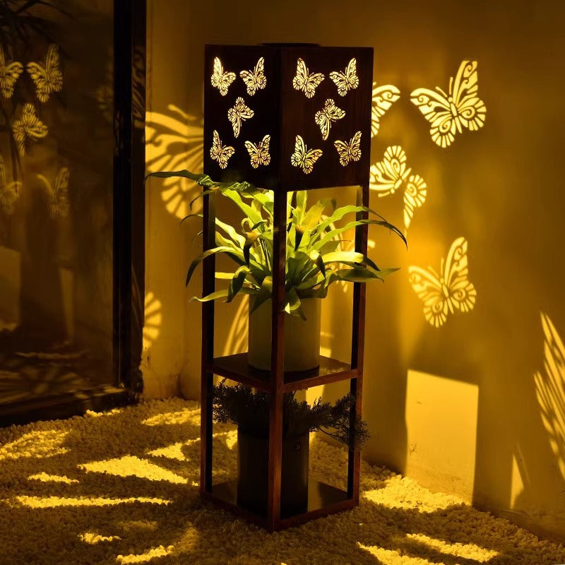 Solar flower stand light, courtyard garden balcony decorative light, waterproof potted plant floor light, flower stand decorative light