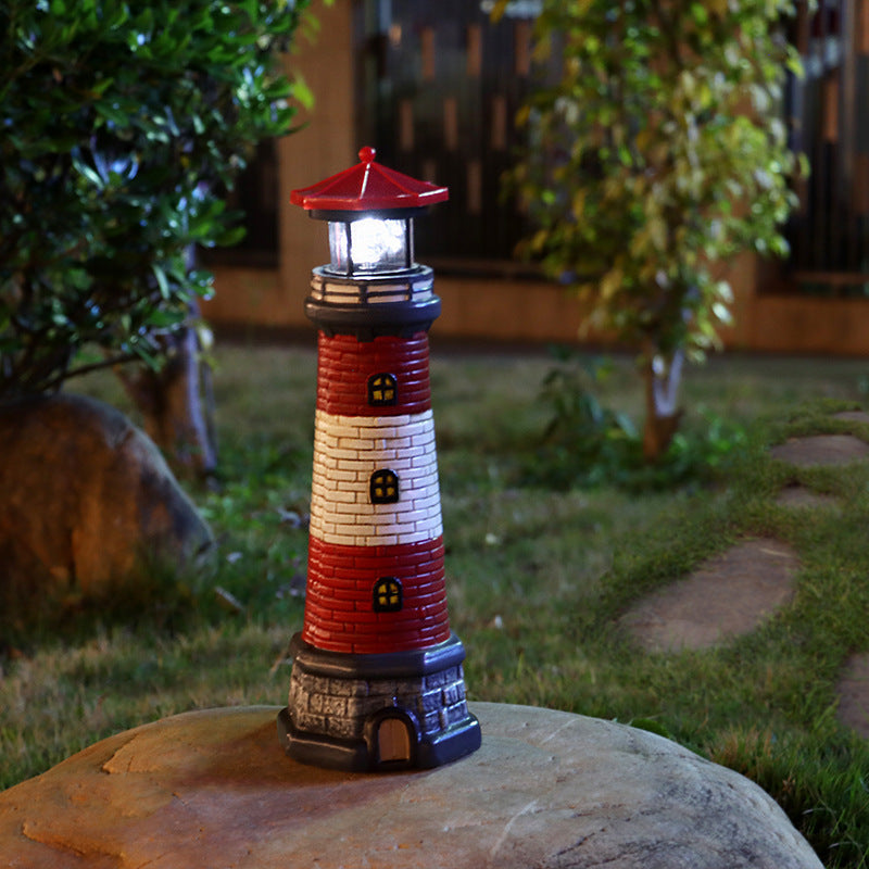 European and American style outdoor garden waterproof solar resin lighthouse ornament courtyard light landscape light floodlight spotlight