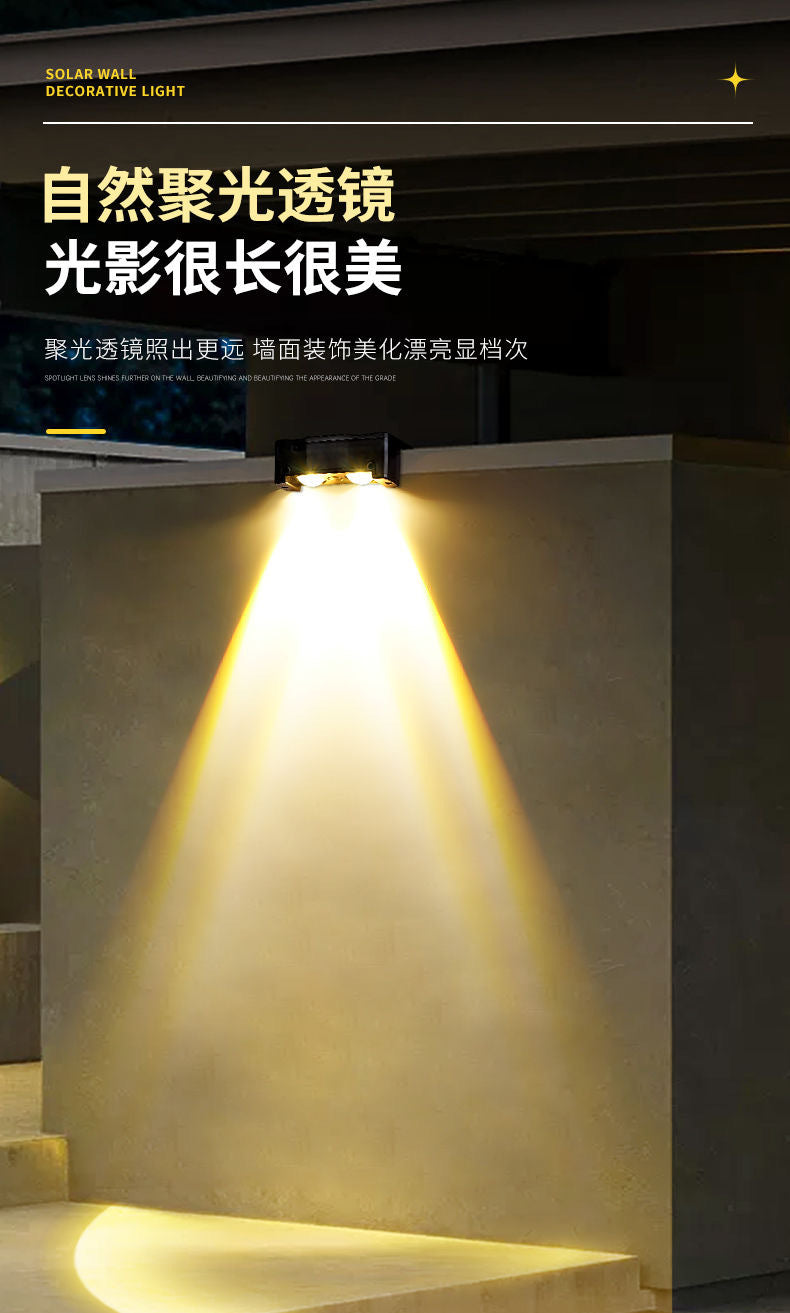 [New Dual Shadow] Solar Outdoor Garden Light, Waterproof Wall Washer Light for Home Villa Fence Landscape Lighting