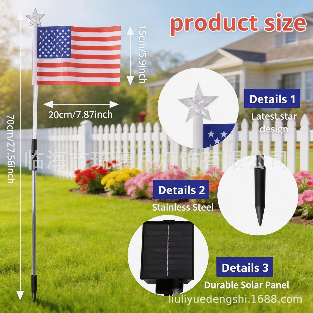 New cross-border product: Garden LED solar decorative light, American flag lawn stake garden light for presidential day elections