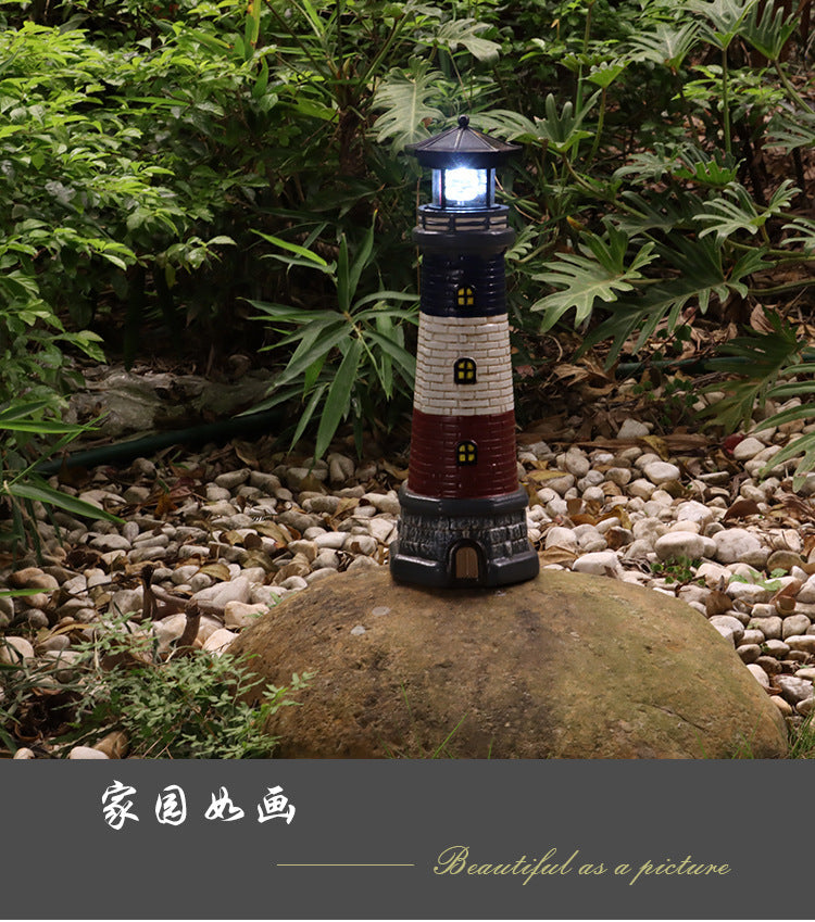 European and American style outdoor garden waterproof solar resin lighthouse ornament courtyard light landscape light floodlight spotlight