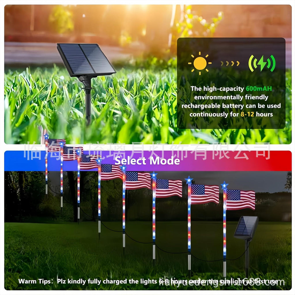 New cross-border product: Garden LED solar decorative light, American flag lawn stake garden light for presidential day elections