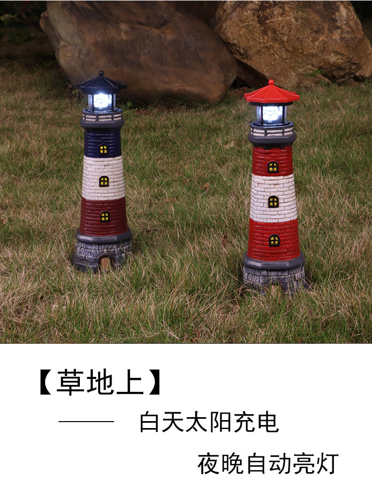 European and American style outdoor garden waterproof solar resin lighthouse ornament courtyard light landscape light floodlight spotlight