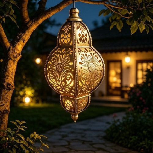 Baroque cross-border European and American style garden lamp, solar-powered iron art baroque hollow-out projection lamp for artistic ambiance in homestays