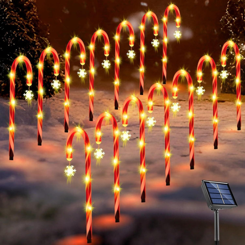 Outdoor garden lawn LED solar cane lights Christmas candy decorative lights scene arrangement ground lights