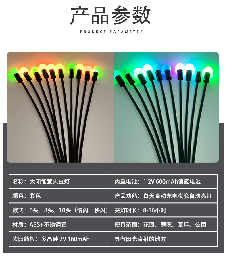 Outdoor solar string lights RGB flickering lawn lights courtyard park LED firefly lights ground lights colorful lights string lights
