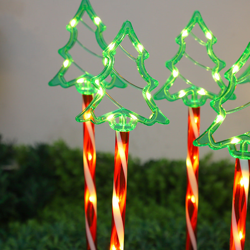 LED Solar Powered 1-to-5 Christmas Tree Ground Lights Outdoor Waterproof Decorative Atmosphere Lights for Courtyard and Lawn
