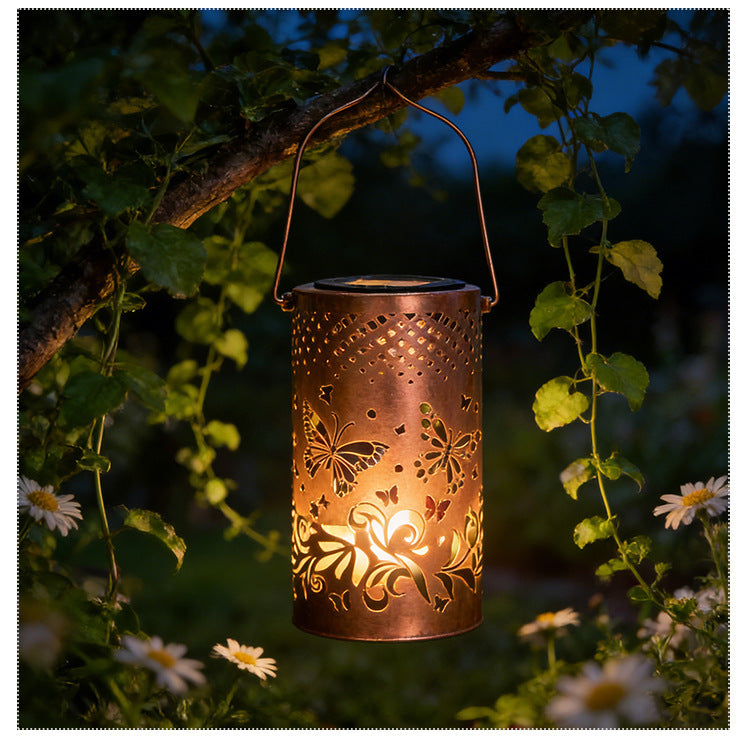 Amazon's best-selling solar butterfly lantern, iron art hollow hanging light for balcony garden, outdoor courtyard decorative light