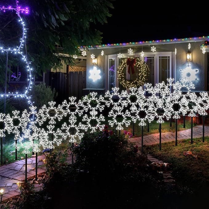 New cross-border LED solar Christmas decoration snowflakes for doorways, courtyards, corridors, and passageways