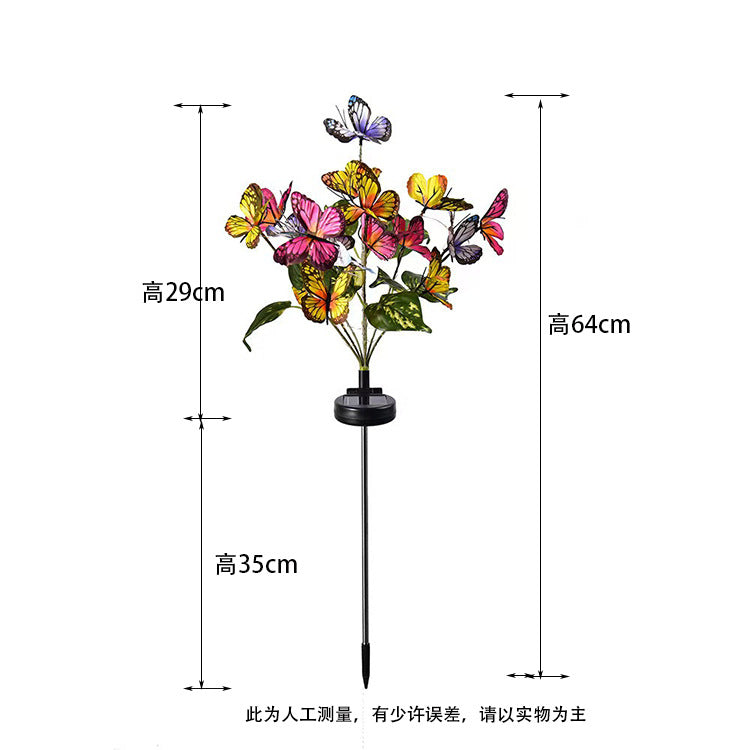 Solar-powered string lights, outdoor waterproof artificial flower ground lights, lawn lights, garden camping ambiance lights, butterfly landscape lights
