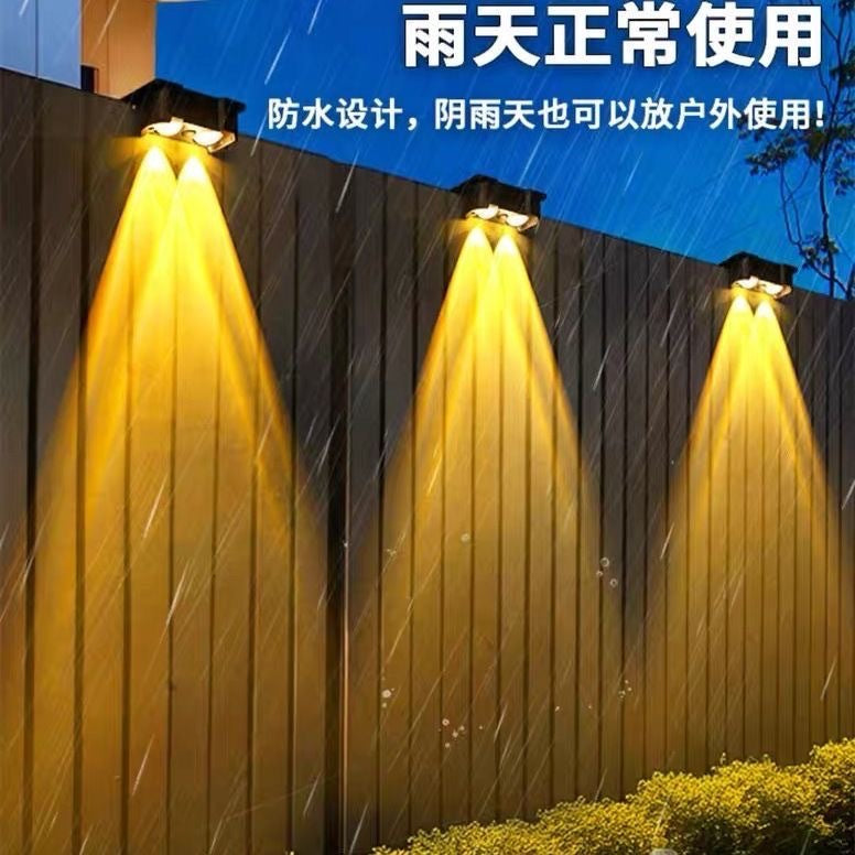 [New Dual Shadow] Solar Outdoor Garden Light, Waterproof Wall Washer Light for Home Villa Fence Landscape Lighting