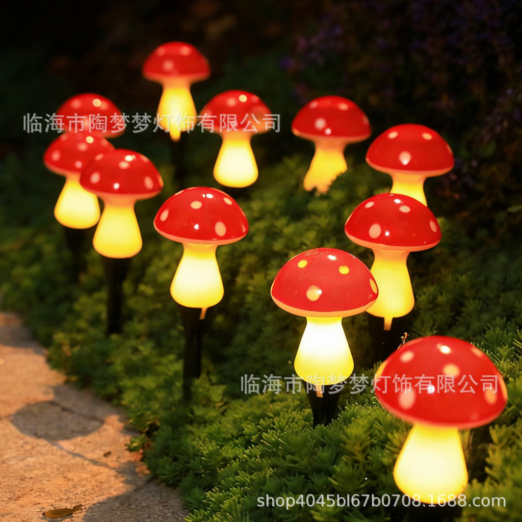 Solar-powered glowing mushroom lamp for outdoor use in courtyards, gardens, parks, scenic areas, and lawns
