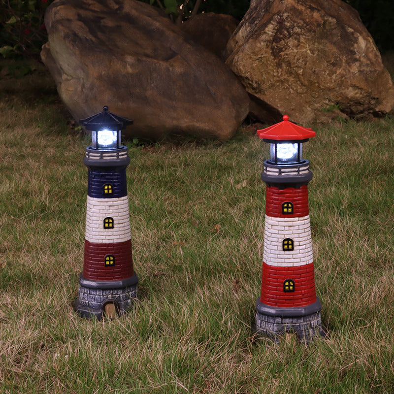 European and American style outdoor garden waterproof solar resin lighthouse ornament courtyard light landscape light floodlight spotlight