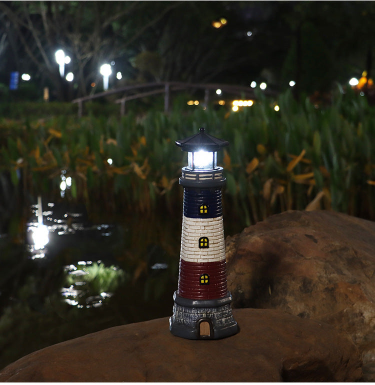 European and American style outdoor garden waterproof solar resin lighthouse ornament courtyard light landscape light floodlight spotlight