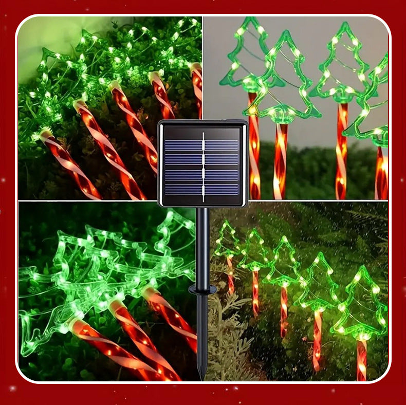 LED Solar Powered 1-to-5 Christmas Tree Ground Lights Outdoor Waterproof Decorative Atmosphere Lights for Courtyard and Lawn
