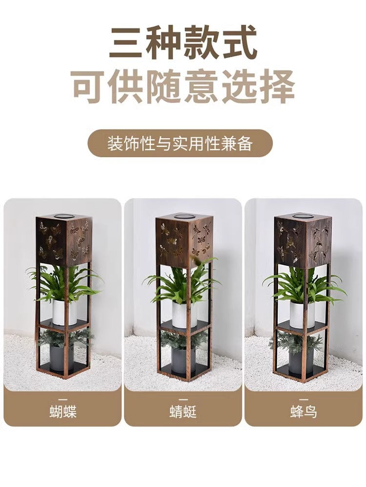 Solar flower stand light, courtyard garden balcony decorative light, waterproof potted plant floor light, flower stand decorative light