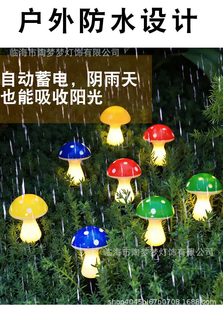Solar-powered glowing mushroom lamp for outdoor use in courtyards, gardens, parks, scenic areas, and lawns