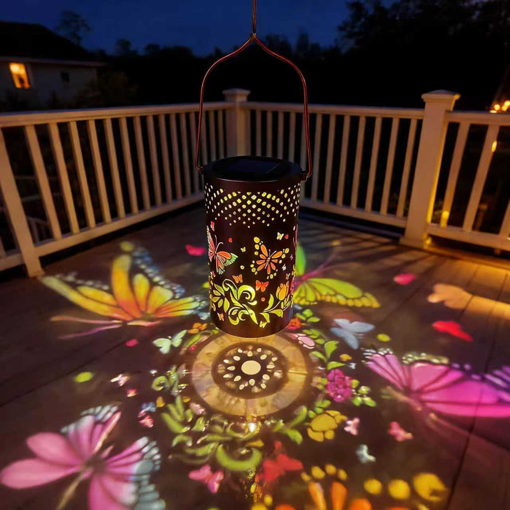 Amazon's best-selling solar butterfly lantern, iron art hollow hanging light for balcony garden, outdoor courtyard decorative light